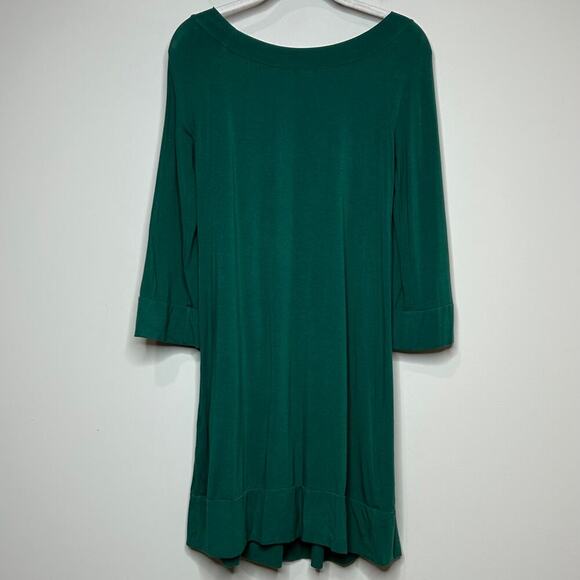 Splendid Green Pleated Babydoll Trapeze Dress Size M Pima Cotton Modal Tunic - Picture 7 of 9